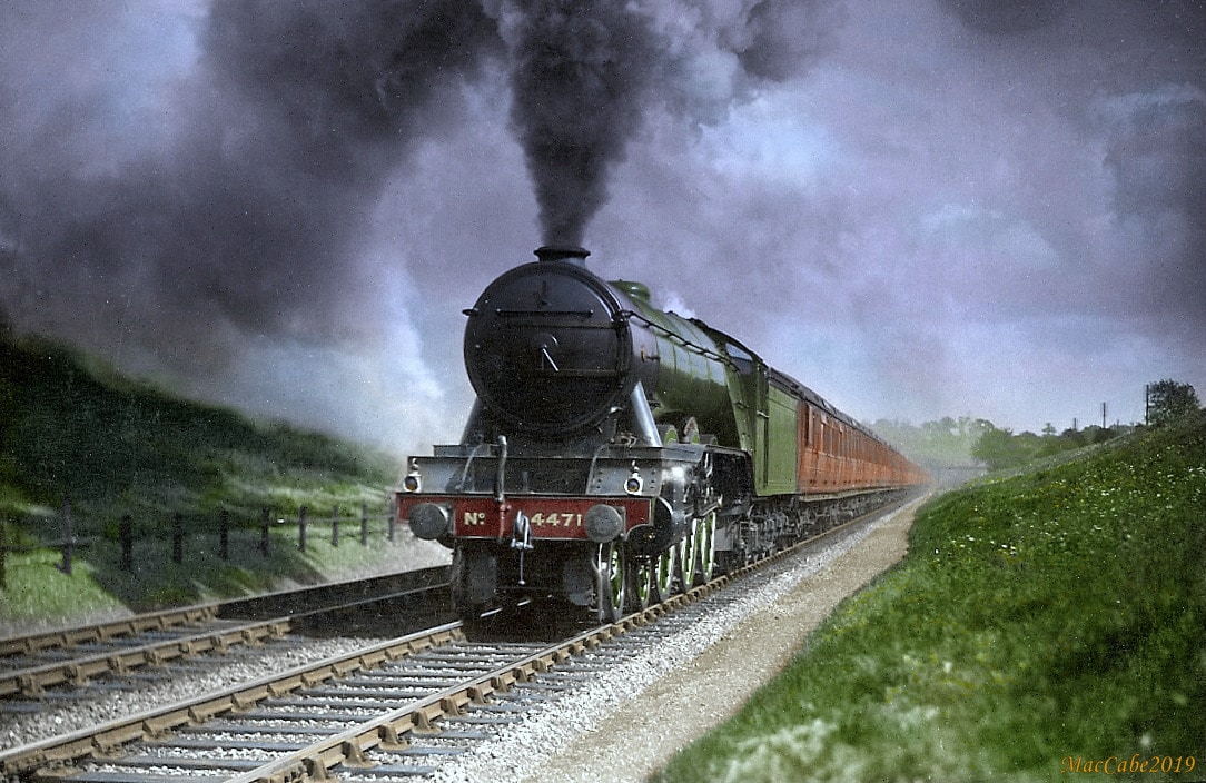Christmas card showing A1 No. 4471 “Sir Frederick Banbury”